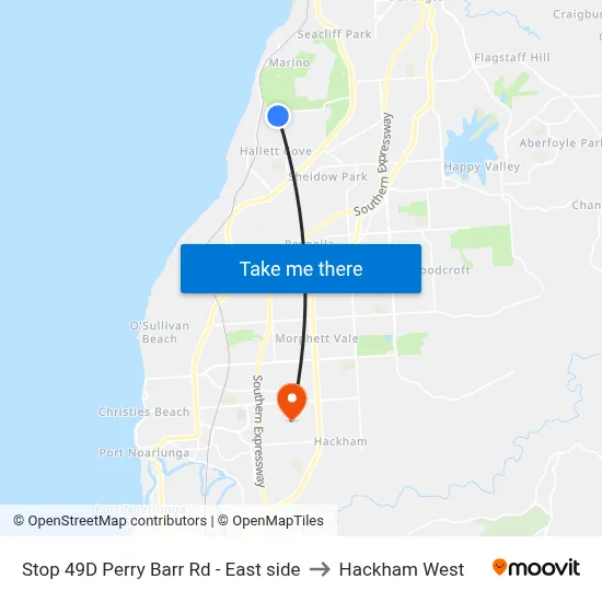 Stop 49D Perry Barr Rd - East side to Hackham West map