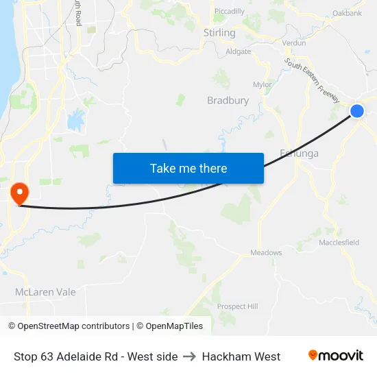 Stop 63 Adelaide Rd - West side to Hackham West map