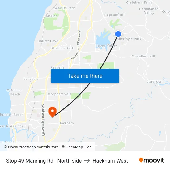 Stop 49 Manning Rd - North side to Hackham West map