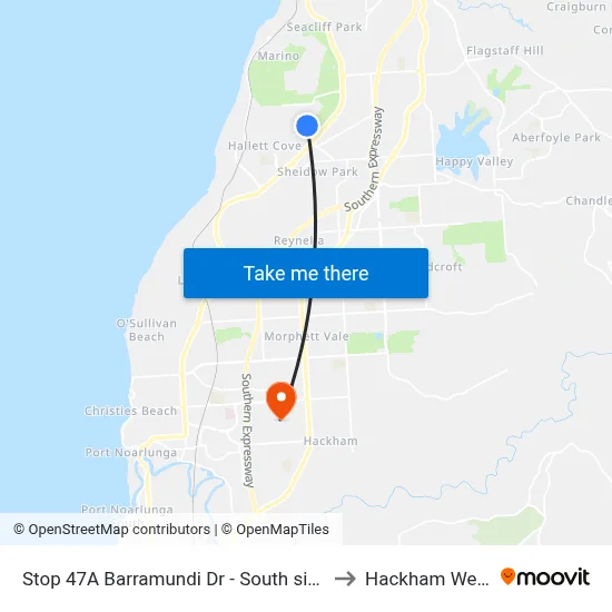 Stop 47A Barramundi Dr - South side to Hackham West map