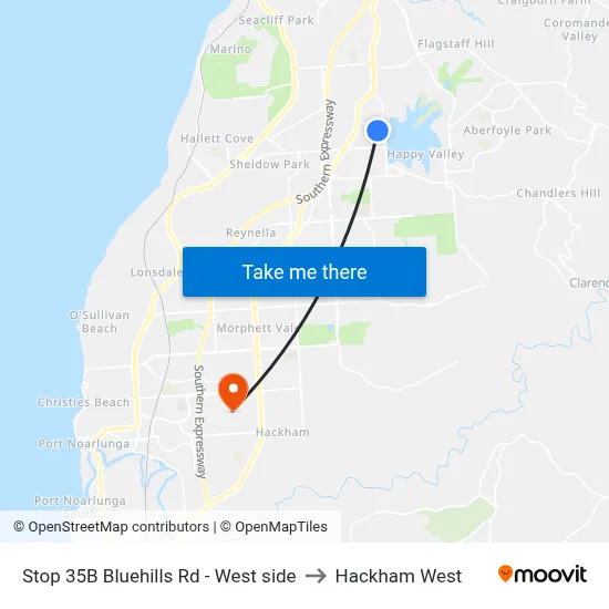 Stop 35B Bluehills Rd - West side to Hackham West map