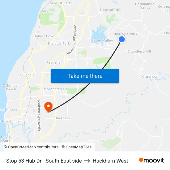 Stop 53 Hub Dr - South East side to Hackham West map