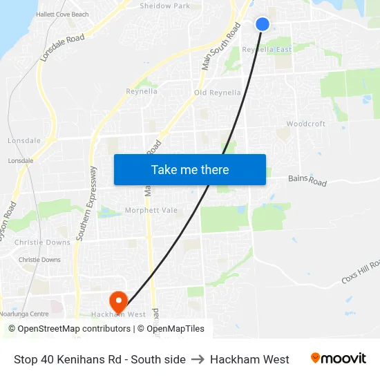 Stop 40 Kenihans Rd - South side to Hackham West map