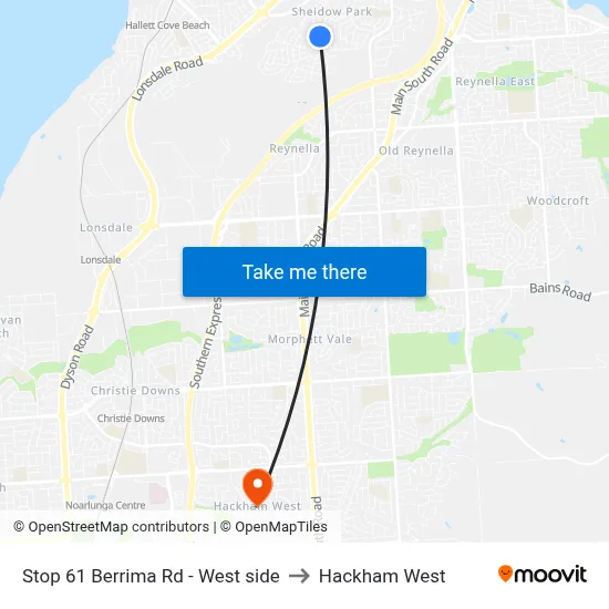 Stop 61 Berrima Rd - West side to Hackham West map