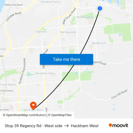 Stop 39 Regency Rd - West side to Hackham West map