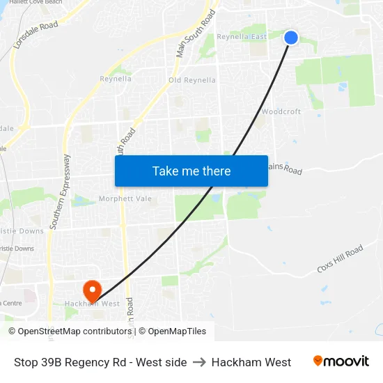 Stop 39B Regency Rd - West side to Hackham West map