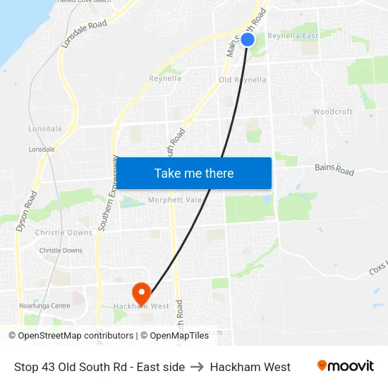 Stop 43 Old South Rd - East side to Hackham West map