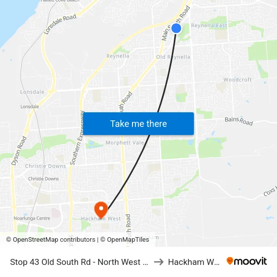 Stop 43 Old South Rd - North West side to Hackham West map