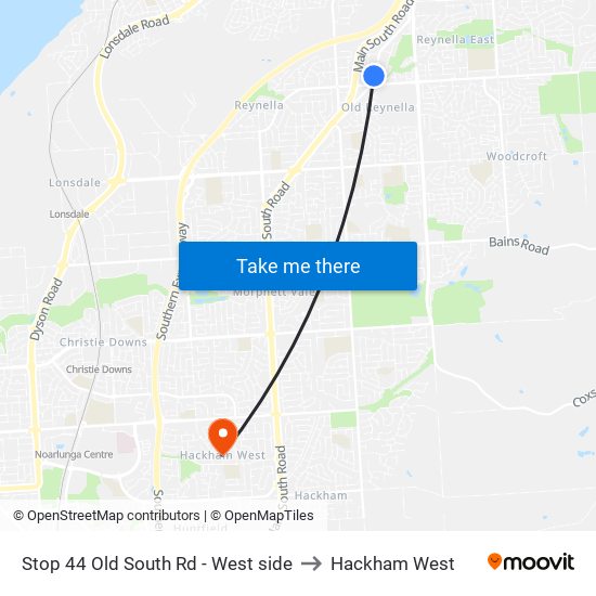 Stop 44 Old South Rd - West side to Hackham West map