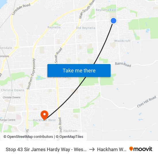 Stop 43 Sir James Hardy Way - West side to Hackham West map