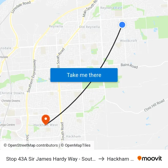 Stop 43A Sir James Hardy Way - South West side to Hackham West map