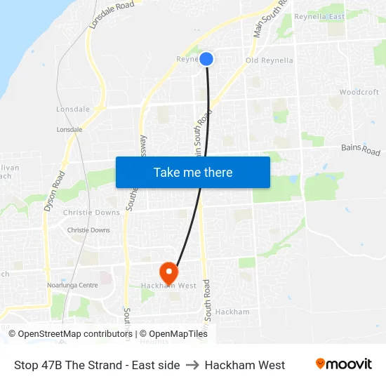 Stop 47B The Strand - East side to Hackham West map