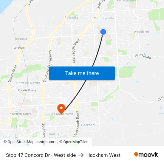 Stop 47 Concord Dr - West side to Hackham West map