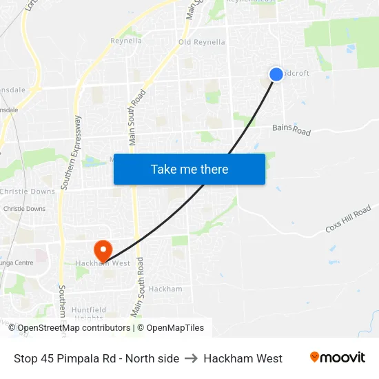 Stop 45 Pimpala Rd - North side to Hackham West map