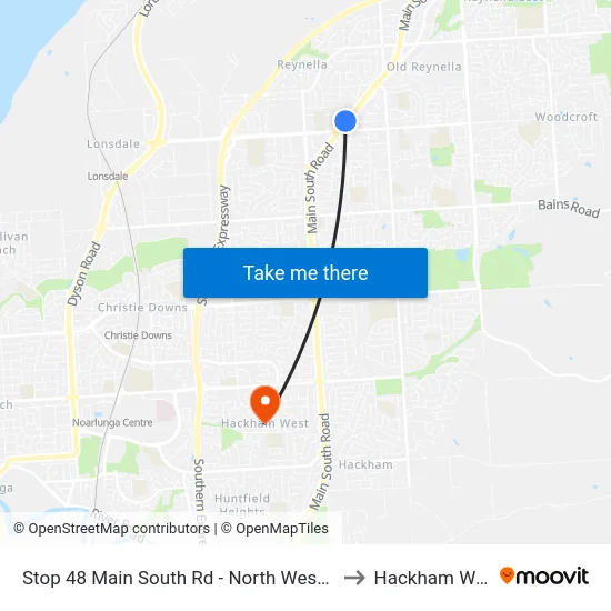 Stop 48 Main South Rd - North West side to Hackham West map