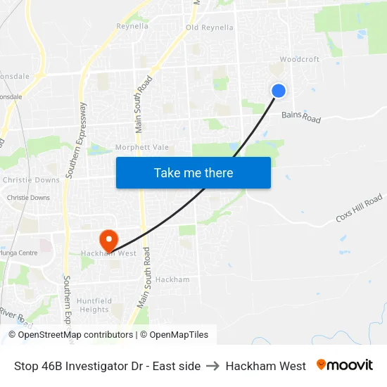 Stop 46B Investigator Dr - East side to Hackham West map