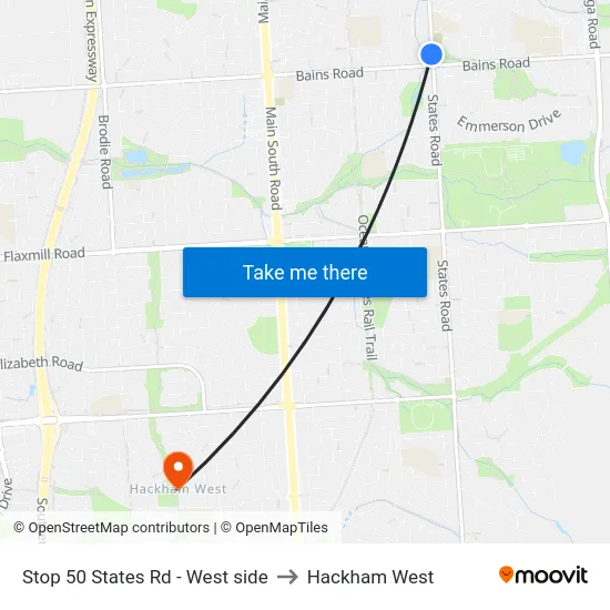 Stop 50 States Rd - West side to Hackham West map