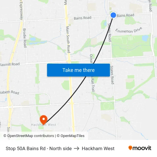 Stop 50A Bains Rd - North side to Hackham West map