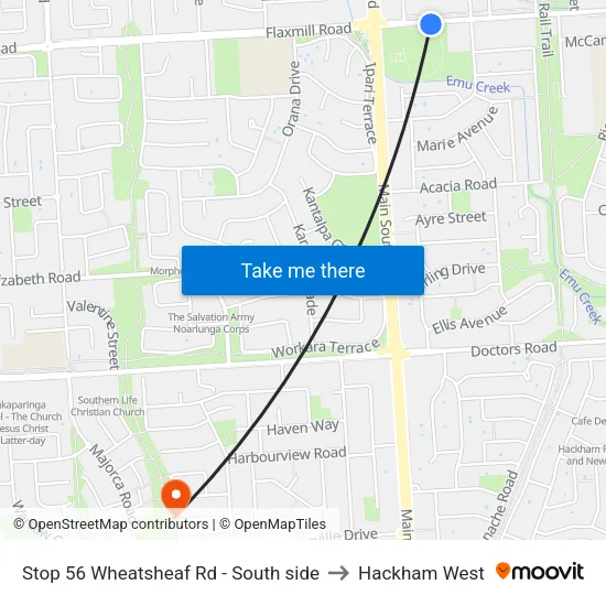 Stop 56 Wheatsheaf Rd - South side to Hackham West map