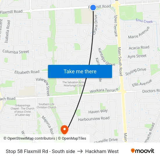 Stop 58 Flaxmill Rd - South side to Hackham West map