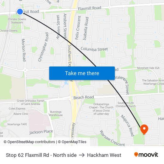 Stop 62 Flaxmill Rd - North side to Hackham West map