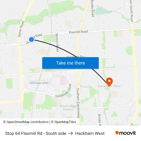 Stop 64 Flaxmill Rd - South side to Hackham West map