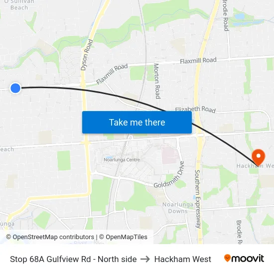 Stop 68A Gulfview Rd - North side to Hackham West map