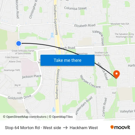 Stop 64 Morton Rd - West side to Hackham West map