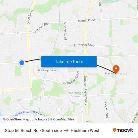 Stop 66 Beach Rd - South side to Hackham West map