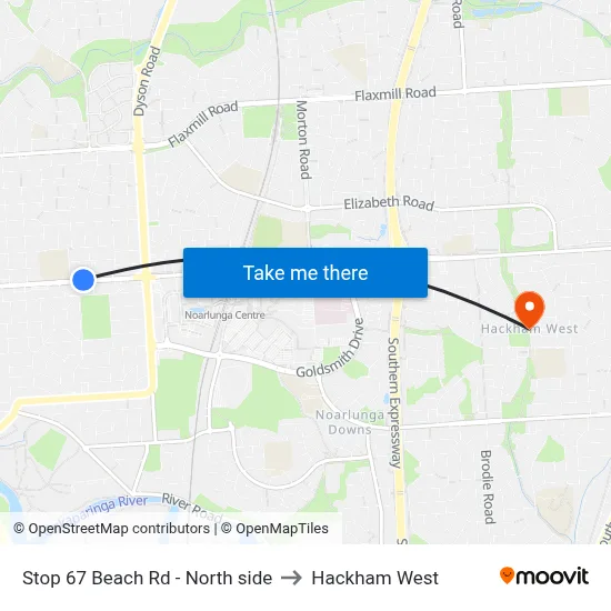 Stop 67 Beach Rd - North side to Hackham West map