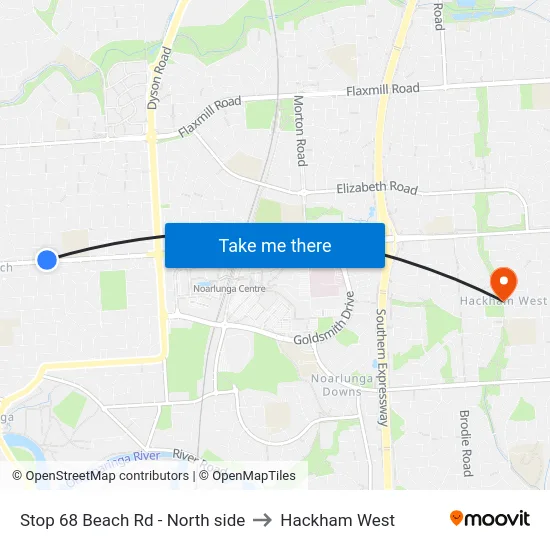 Stop 68 Beach Rd - North side to Hackham West map