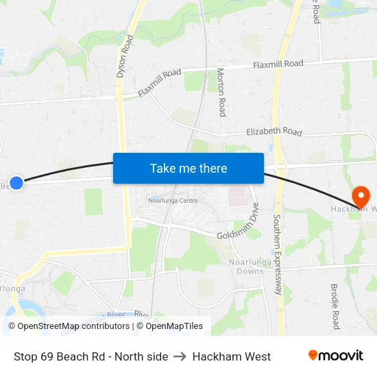 Stop 69 Beach Rd - North side to Hackham West map
