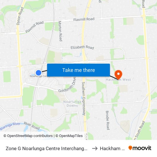 Zone G Noarlunga Centre Interchange - East side to Hackham West map