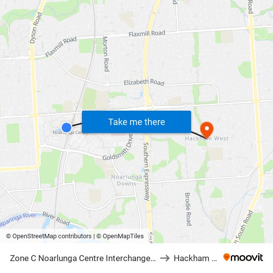 Zone C Noarlunga Centre Interchange - West side to Hackham West map