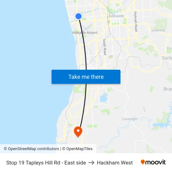 Stop 19 Tapleys Hill Rd - East side to Hackham West map