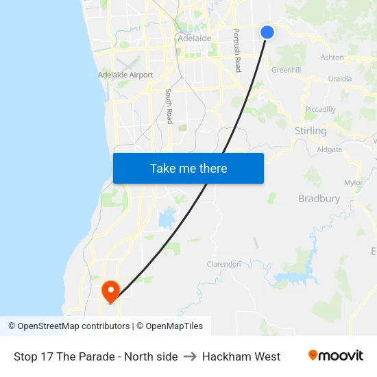 Stop 17 The Parade - North side to Hackham West map