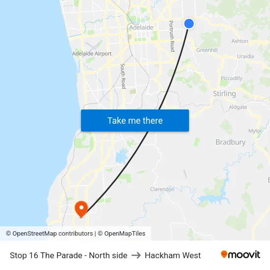 Stop 16 The Parade - North side to Hackham West map