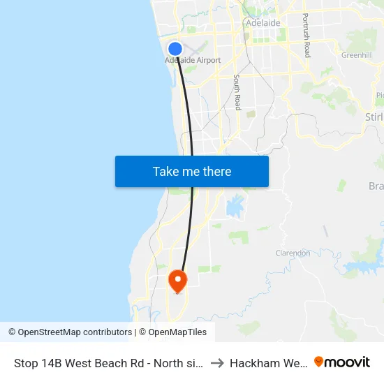 Stop 14B West Beach Rd - North side to Hackham West map