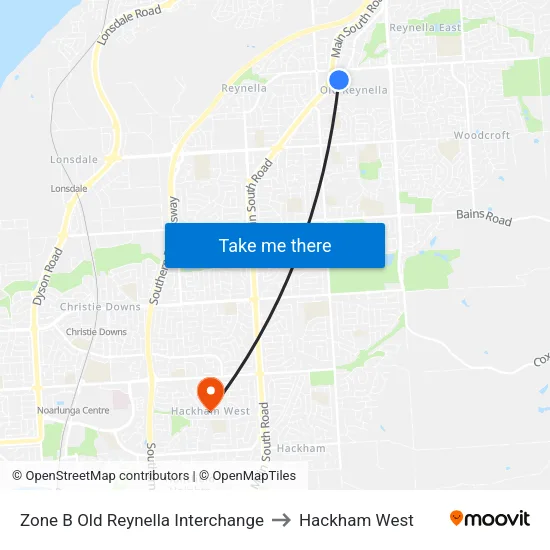 Zone B Old Reynella Interchange to Hackham West map