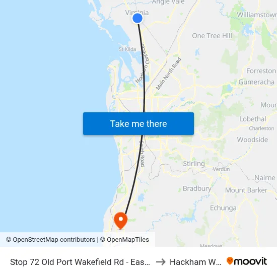 Stop 72 Old Port Wakefield Rd - East side to Hackham West map