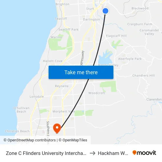 Zone C Flinders University Interchange to Hackham West map