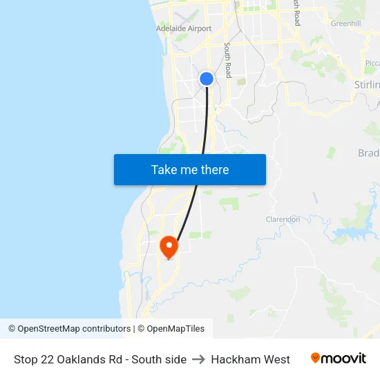 Stop 22 Oaklands Rd - South side to Hackham West map