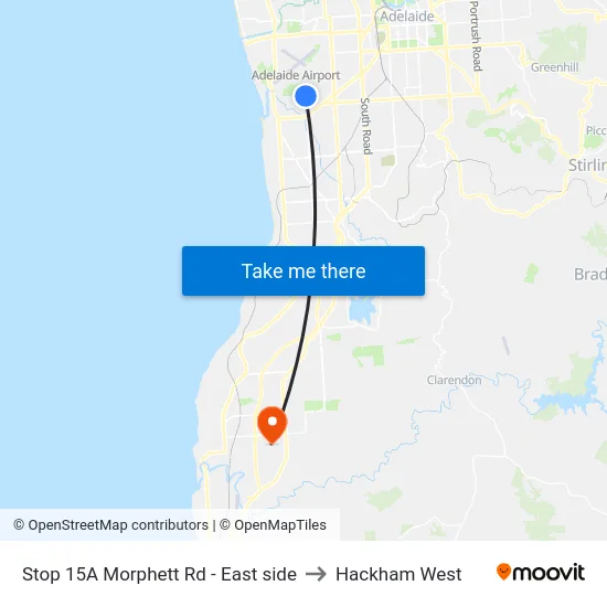 Stop 15A Morphett Rd - East side to Hackham West map