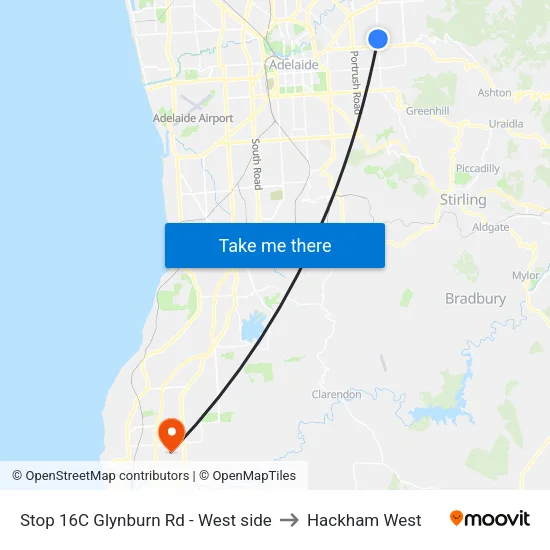 Stop 16C Glynburn Rd - West side to Hackham West map