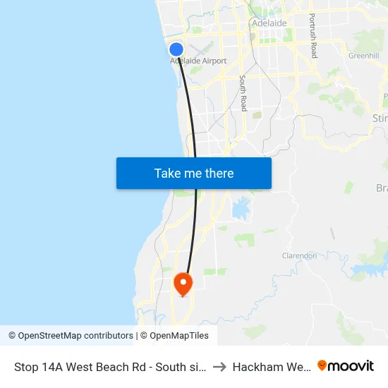 Stop 14A West Beach Rd - South side to Hackham West map