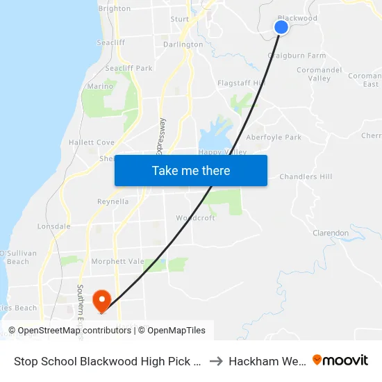 Stop School Blackwood High Pick Up to Hackham West map