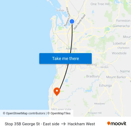 Stop 35B George St - East side to Hackham West map