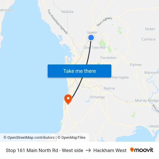 Stop 161 Main North Rd - West side to Hackham West map