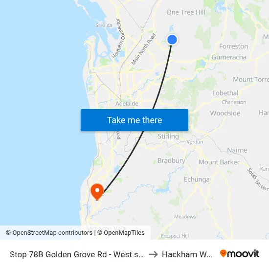 Stop 78B Golden Grove Rd - West side to Hackham West map
