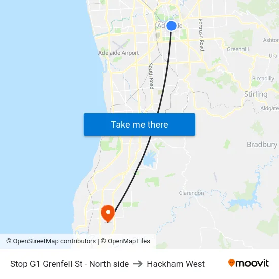 Stop G1 Grenfell St - North side to Hackham West map